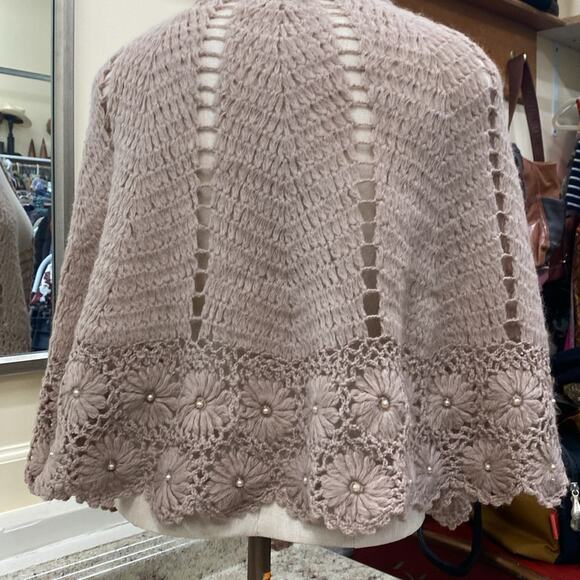 Glentex vintage women’s wool nude color beaded wrap top - Picture 5 of 6